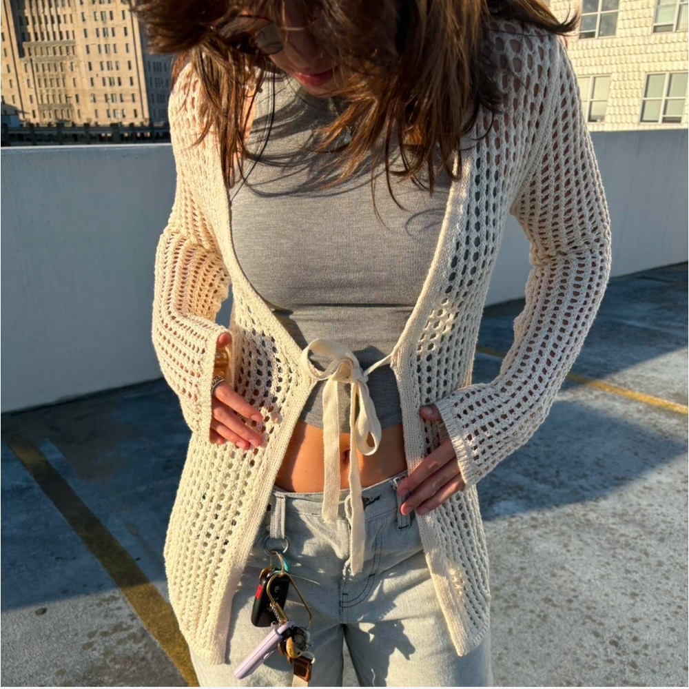Cream Urban Outfitters Top Crotchet